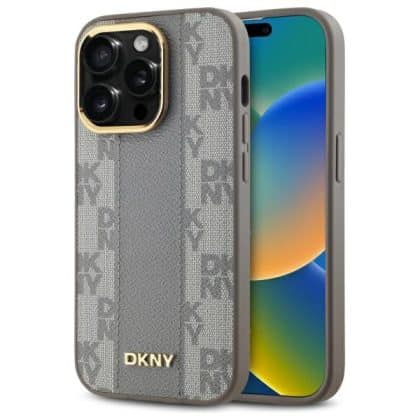 DKNY Δερμάτινο καρό μονόχρωμο μοτίβο - θήκη για Apple iPhone 14 Pro - Μπεζ