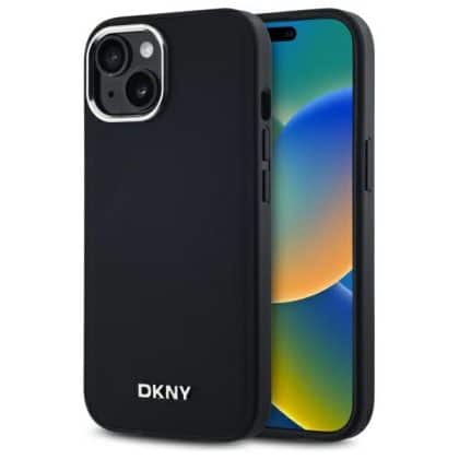 DKNY Απλό Ασημένιο Λογότυπο MagSafe - θήκη για Apple iPhone 15 Plus - Μαύρο
