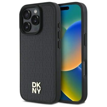 DKNY Repeat Pattern Stack Logo MagSafe - θήκη για Apple iPhone 16 Pro - Μαύρο
