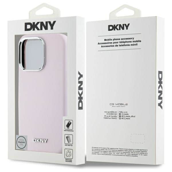 DKNY Liquid Silicone Small Metal Logo MagSafe - θήκη για Apple iPhone 16 Pro - Ροζ - Image 8