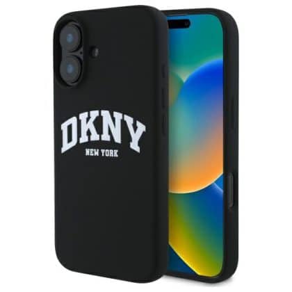 DKNY Silicone White Printed Logo MagSafe - θήκη για Apple iPhone 16 - Μαύρο