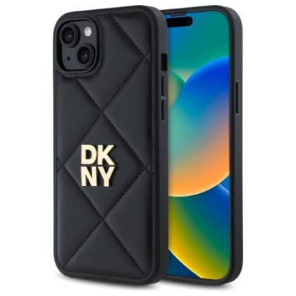 DKNY Quilted Stack Logo - θήκη για Apple iPhone 15 Plus - Μαύρο