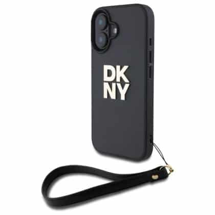 DKNY Wrist Strap Stock Logo - θήκη για Apple iPhone 16 - Μαύρο