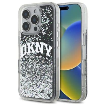 DKNY Liquid Glitter Arch Logo - θήκη για Apple iPhone 16 Pro - Μαύρο