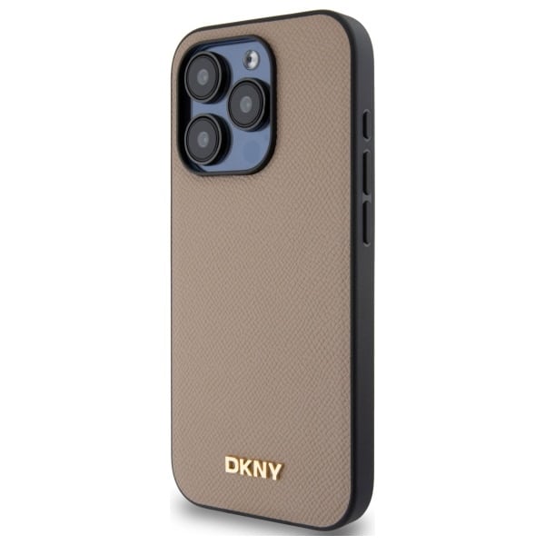 DKNY Grained Metal Logo MagSafe - θήκη για Apple iPhone 15 Pro - Μπεζ - Image 2