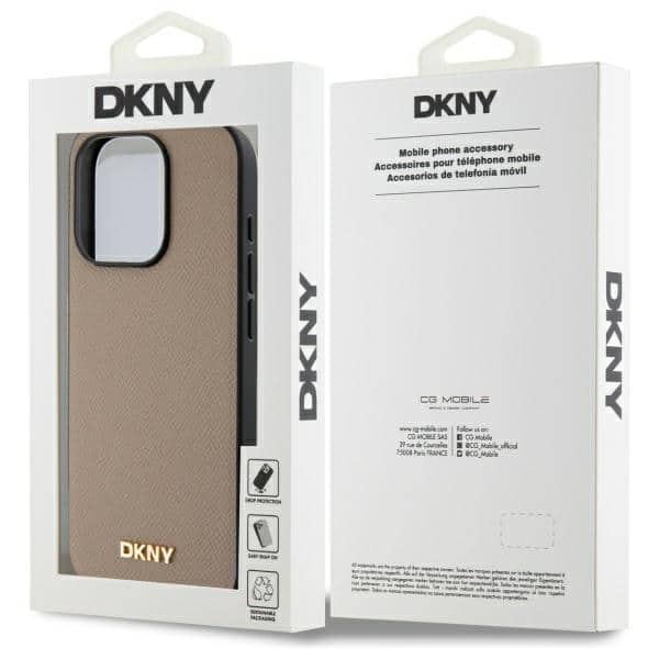 DKNY Grained Metal Logo MagSafe - θήκη για Apple iPhone 15 Pro - Μπεζ - Image 8