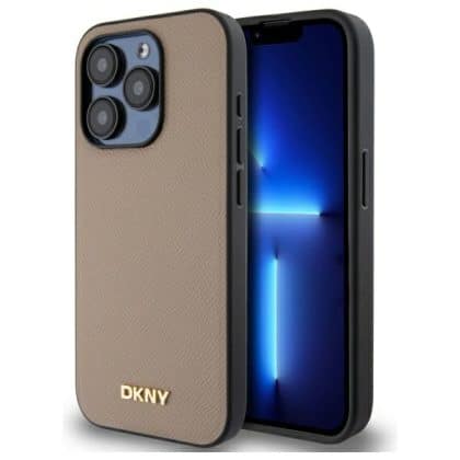 DKNY Grained Metal Logo MagSafe - θήκη για Apple iPhone 15 Pro Max - Μπεζ