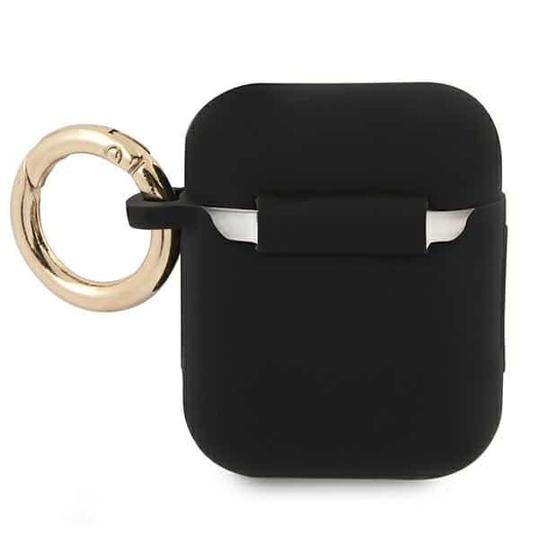 Guess GUA2SSSK AirPods 1/2 cover μαύρο/black Silicone Vintage Script - Image 2