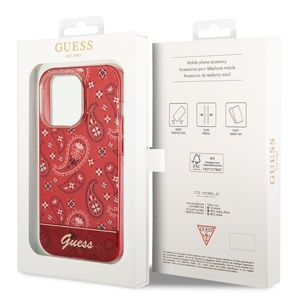 Guess Bandana Paisley - θήκη για Apple iPhone 14 Pro - Κόκκινο - Image 8