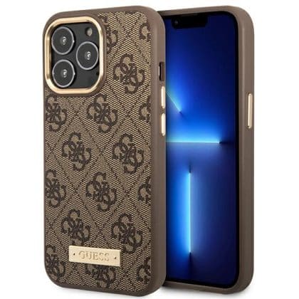 Guess Logo Plate MagSafe - θήκη για Apple iPhone 14 Pro - Καφέ