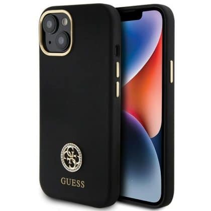 Guess Silicone Logo Strass - θήκη για Apple iPhone 15 - Μαύρο