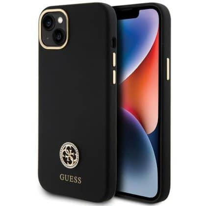 Guess Silicone Logo Strass - θήκη για Apple iPhone 15 Plus - Μαύρο