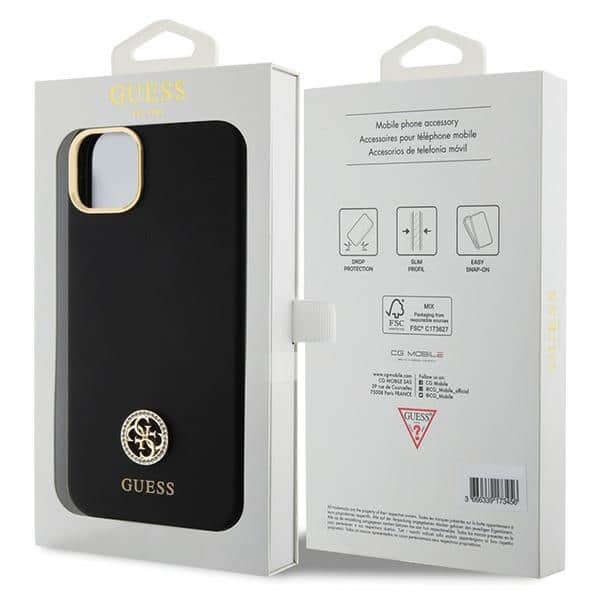 Guess Silicone Logo Strass - θήκη για Apple iPhone 15 Plus - Μαύρο - Image 8