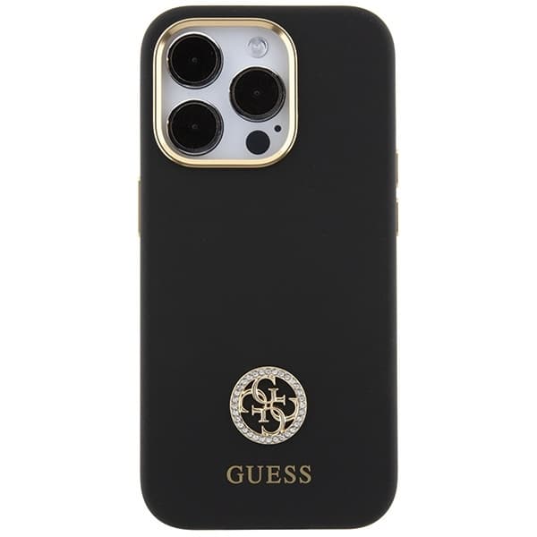 Guess Silicone Logo Strass - θήκη για Apple iPhone 15 Pro - Μαύρο - Image 3