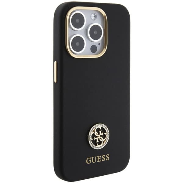 Guess Silicone Logo Strass - θήκη για Apple iPhone 15 Pro - Μαύρο - Image 4