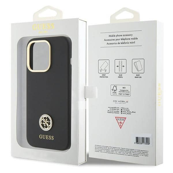 Guess Silicone Logo Strass - θήκη για Apple iPhone 15 Pro - Μαύρο - Image 8
