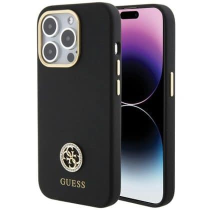 Guess Silicone Logo Strass - θήκη για Apple iPhone 15 Pro Max - Μαύρο