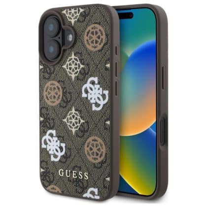 Guess Peony On 4G Background MagSafe - θήκη για Apple iPhone 16 - Καφέ