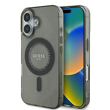 Guess IML Rhinestones MagSafe - θήκη για Apple iPhone 16 - Μαύρο