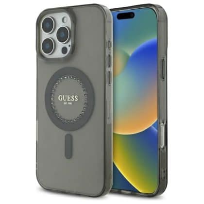 Guess IML Rhinestones MagSafe - θήκη για Apple iPhone 16 Pro - Μαύρο