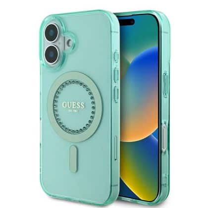 Guess IML Rhinestones MagSafe - θήκη για Apple iPhone 16 Plus - Πράσινο