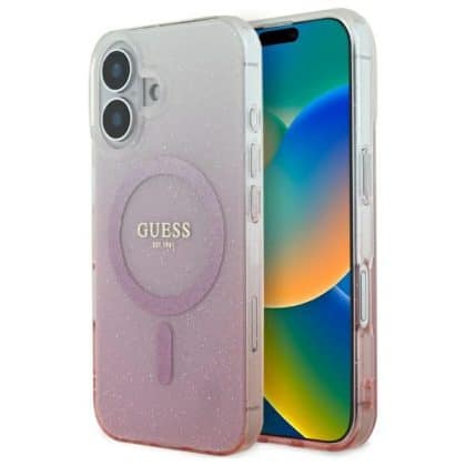 Guess IML Glitter Gradient MagSafe - θήκη για Apple iPhone 16 - Ροζ