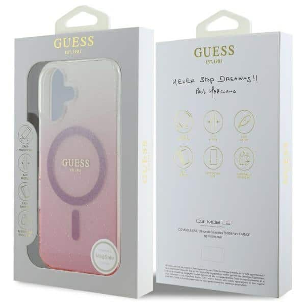 Guess IML Glitter Gradient MagSafe - θήκη για Apple iPhone 16 Plus - Ροζ - Image 8