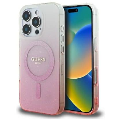 Guess IML Glitter Gradient MagSafe - θήκη για Apple iPhone 16 Pro - Ροζ