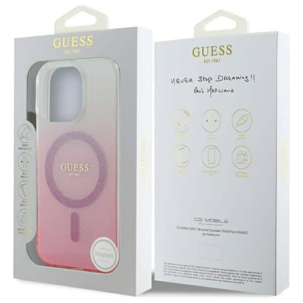 Guess IML Glitter Gradient MagSafe - θήκη για Apple iPhone 16 Pro Max - Ροζ - Image 8