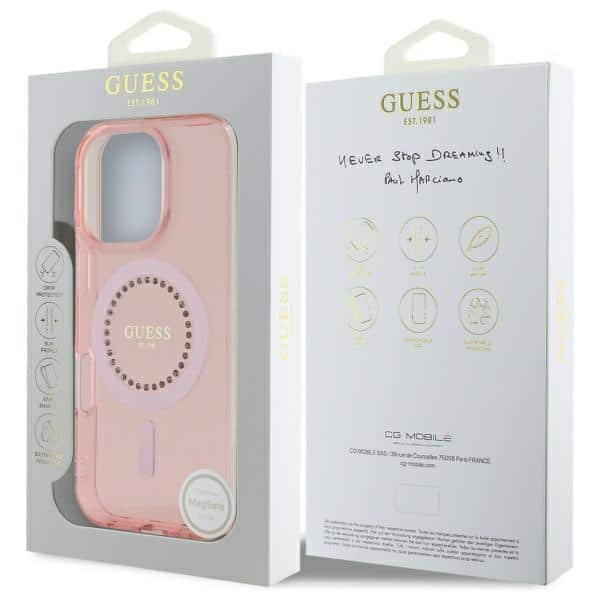 Guess IML Rhinestones MagSafe - θήκη για Apple iPhone 16 Pro - Ροζ - Image 8