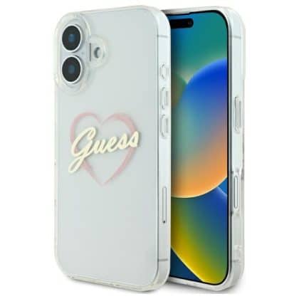 Guess IML Heart - θήκη για Apple iPhone 16 - Διάφανο