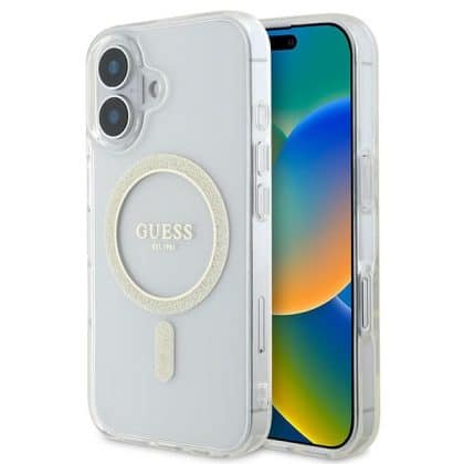 Guess IML Glitter Circle MagSafe - θήκη για Apple iPhone 16 - Διάφανο