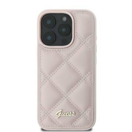 Guess Quilted Metal Logo - θήκη για Apple iPhone 16 - Ροζ