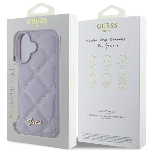 Guess Quilted Metal Logo - θήκη για Apple iPhone 16 - Μωβ - Image 8