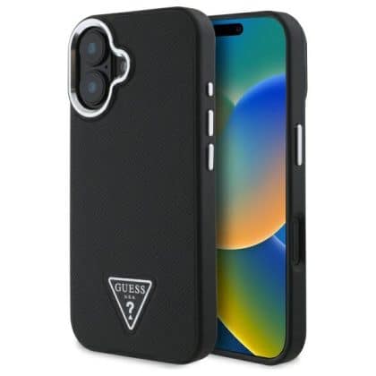 Guess Grained Triangle MagSafe - θήκη για Apple iPhone 16 - Μαύρο