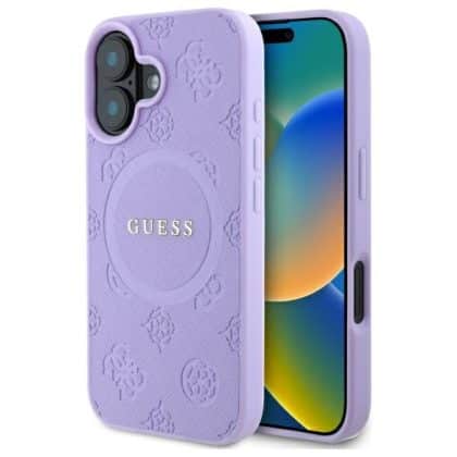 Guess Saffiano Peony Classic Logo - θήκη για Apple iPhone 16 Plus - Μωβ