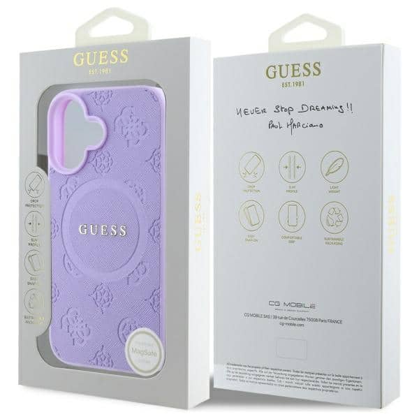 Guess Saffiano Peony Classic Logo - θήκη για Apple iPhone 16 Plus - Μωβ - Image 8