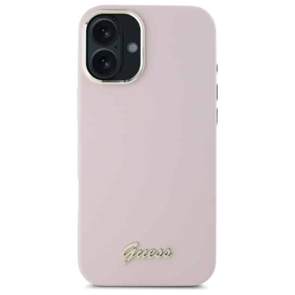 Guess Silicone Script Metal Logo & Frame - θήκη για Apple iPhone 16 Plus - Ροζ - Image 3