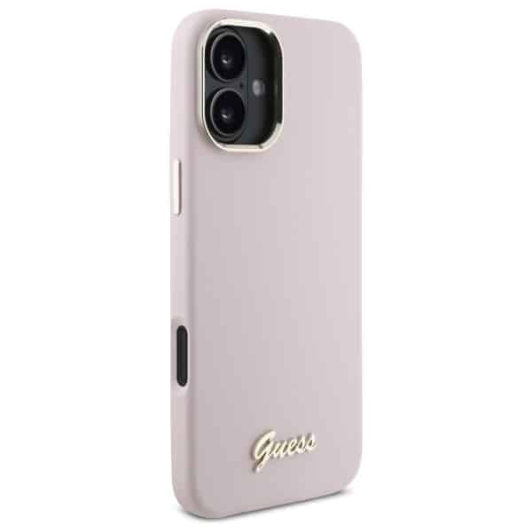 Guess Silicone Script Metal Logo & Frame - θήκη για Apple iPhone 16 Plus - Ροζ - Image 4