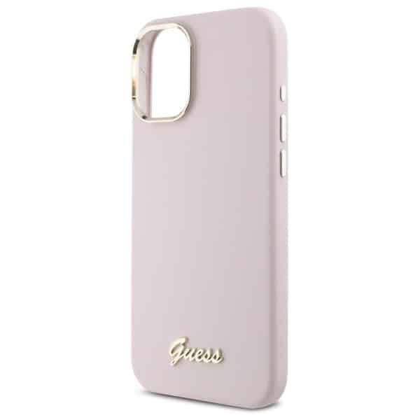 Guess Silicone Script Metal Logo & Frame - θήκη για Apple iPhone 16 Plus - Ροζ - Image 6