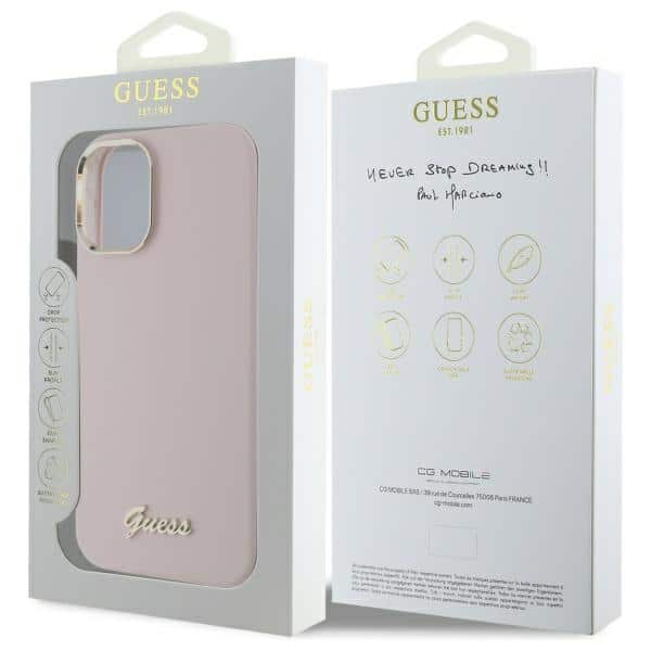 Guess Silicone Script Metal Logo & Frame - θήκη για Apple iPhone 16 Plus - Ροζ - Image 8