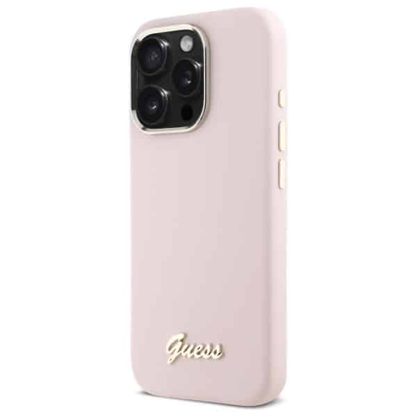 Guess Silicone Script Metal Logo & Frame - θήκη για Apple iPhone 16 Pro - Ροζ - Image 2