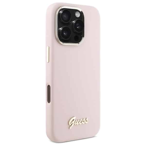 Guess Silicone Script Metal Logo & Frame - θήκη για Apple iPhone 16 Pro - Ροζ - Image 4