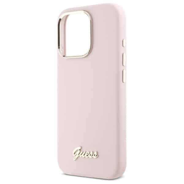 Guess Silicone Script Metal Logo & Frame - θήκη για Apple iPhone 16 Pro - Ροζ - Image 6