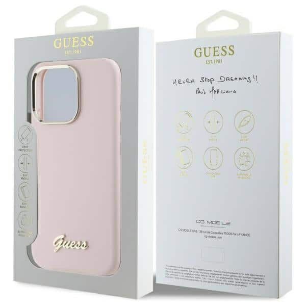 Guess Silicone Script Metal Logo & Frame - θήκη για Apple iPhone 16 Pro - Ροζ - Image 8