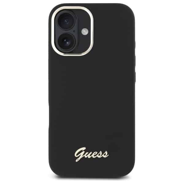 Guess Silicone Script Metal Logo & Frame - θήκη για Apple iPhone 16 - Μαύρο - Image 3