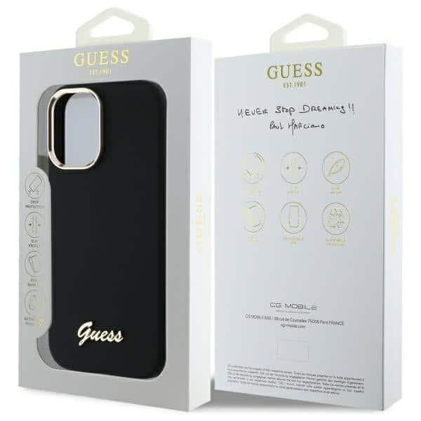 Guess Silicone Script Metal Logo & Frame - θήκη για Apple iPhone 16 - Μαύρο - Image 8