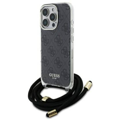 Guess Crossbody Cord 4G Print - θήκη για Apple iPhone 16 Pro - Μαύρο