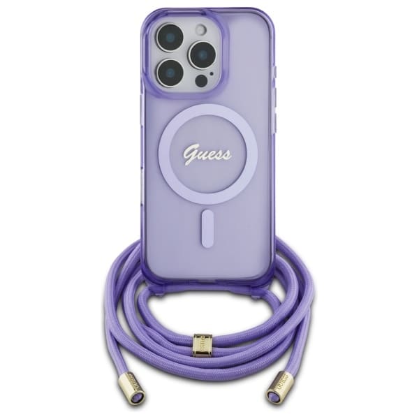 Guess Crossbody Cord Script MagSafe - θήκη για Apple iPhone 16 Pro Max - Μωβ - Image 2