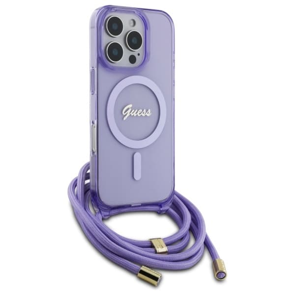 Guess Crossbody Cord Script MagSafe - θήκη για Apple iPhone 16 Pro Max - Μωβ - Image 3